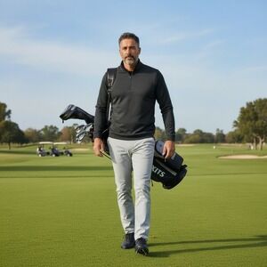 KJUS Mens Liam Techwool HalfZip Pullover Gray Merino Wool Golf Sweater XL KO0537